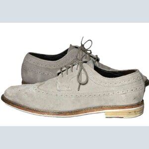 Hugo Boss Gray Suede Wingtip Brogue Oxford Dress Shoes Puddy Gray Size 41 or 8.5